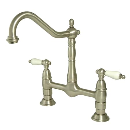 Kingston Brass KS1178PL Heritage Bridge Kitchen Faucet, Brushed Nickel KS1178PL
